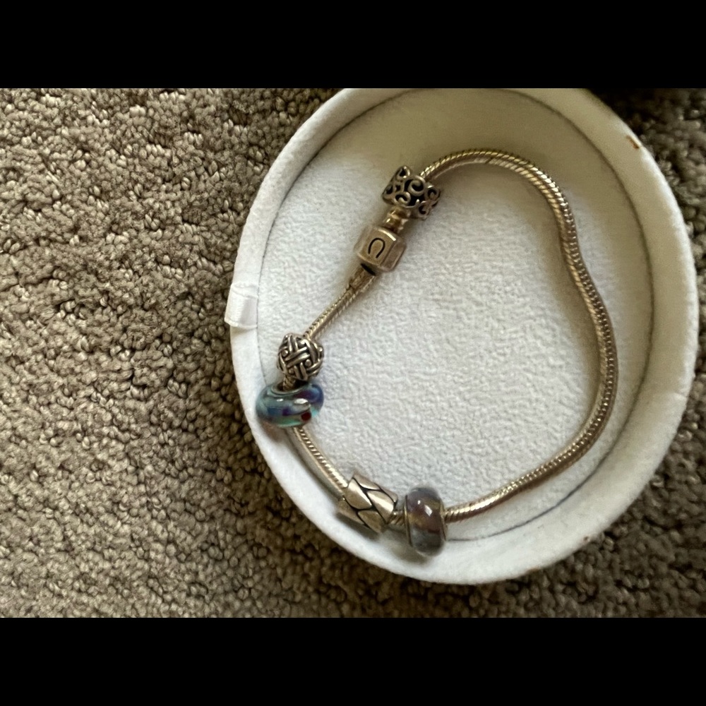 Sterling Silver Chamilia (Pandora style) Bracelet with 5 charms